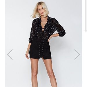 Nasty Gal cut ties black suede skirt